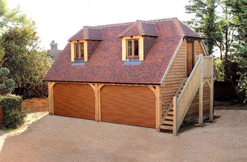 Oak garage with accomodation in West Sussex.